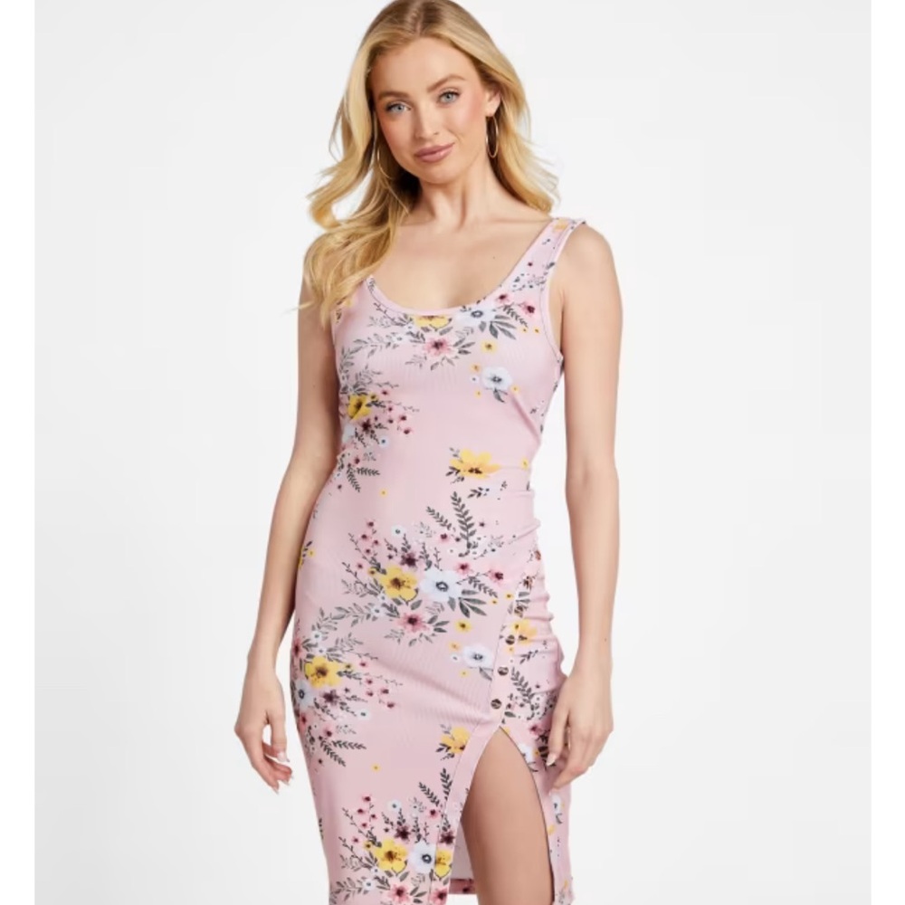 Floral Pink Sleeveless Dress